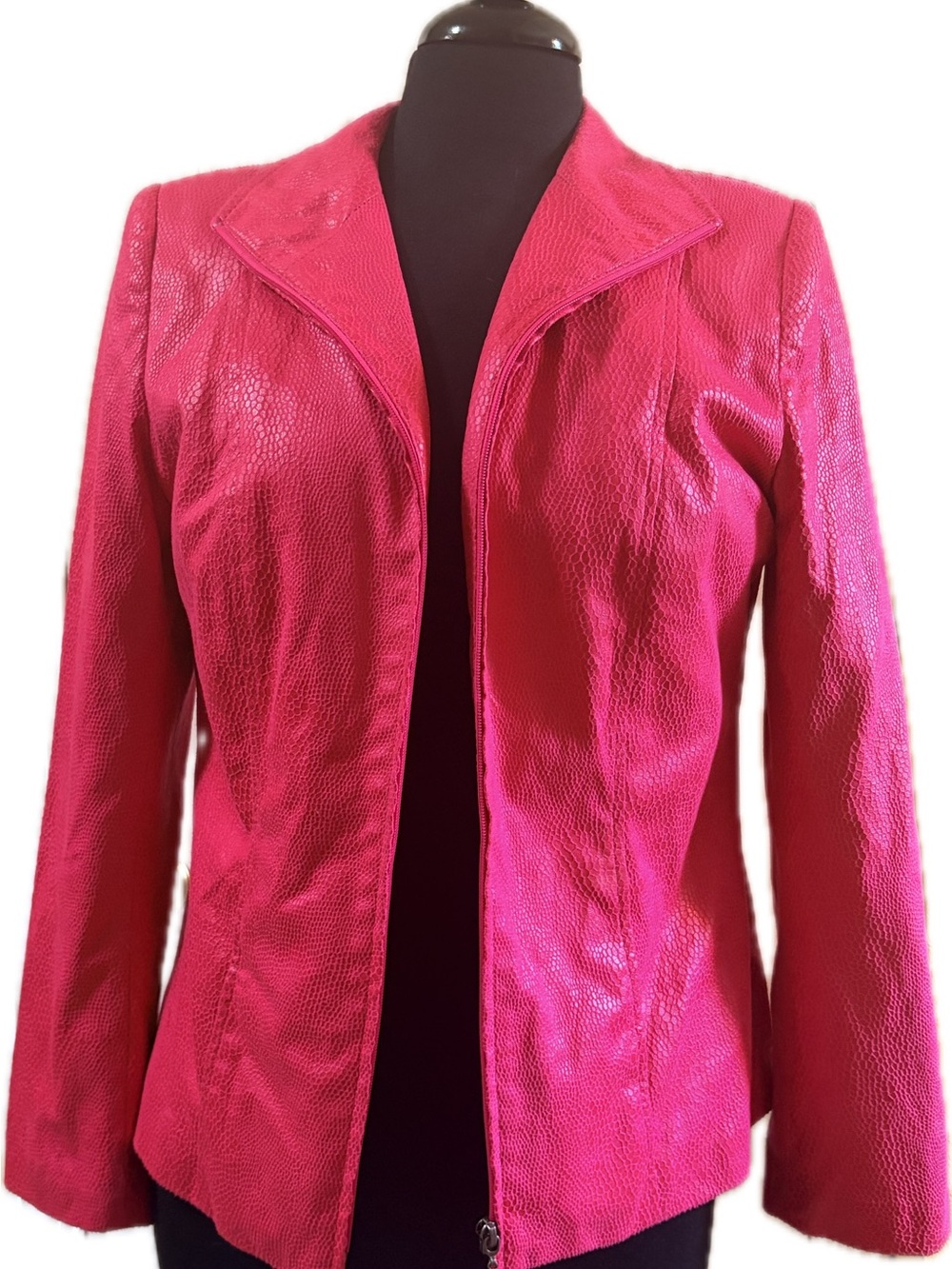 Investments Hot Pink Textured Leather Jacket